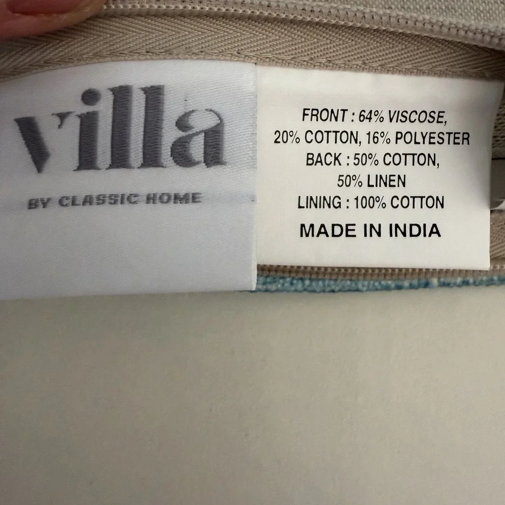 Villa by Classic Home‎ Beatriz Blue 20x20 Pillow Cover Pottery Barn Yellow Soft